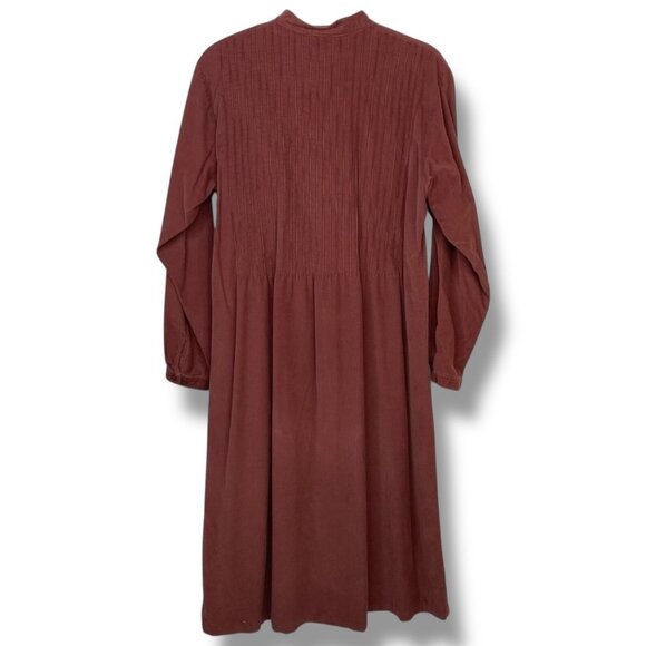 Vintage L.L. Bean Corduroy Button Front Midi Dress Rust Orange Garden Girl - Picture 4 of 9